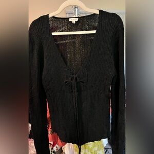 POL Black Women's Sweater with Tie Front